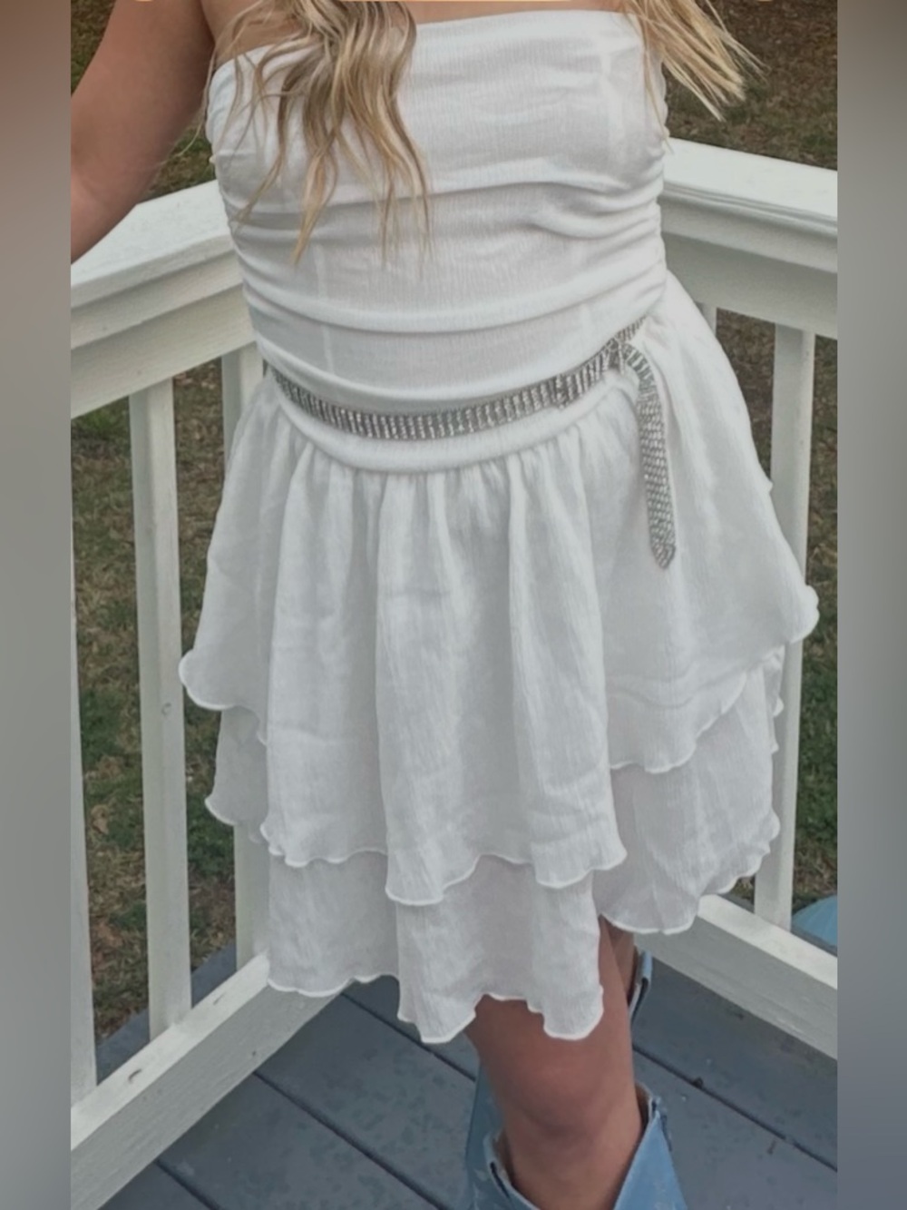 Tube Ruched Ruffle Mini Dress - Picture 3 of 3